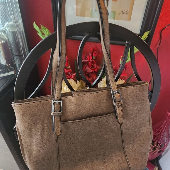 TIGANELLO ~ Genuine Leather Handbag Tote Purse ~ Metallic Shimmer ~ GORGEOUS - Picture 5 of 6